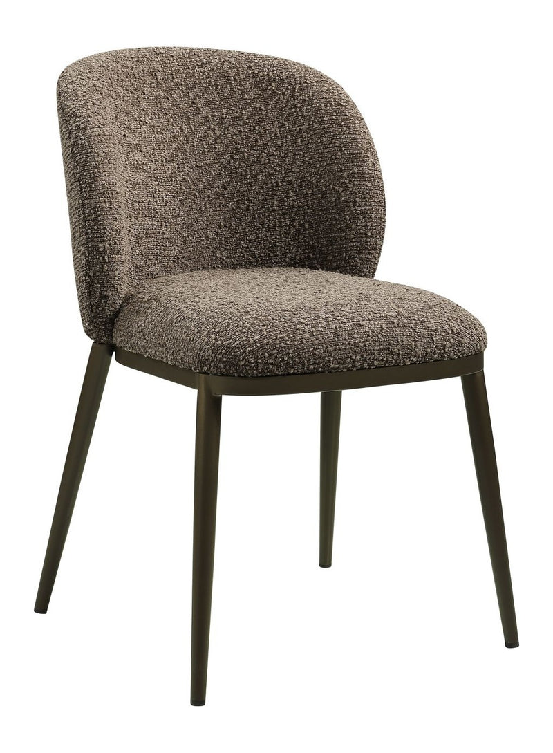 Esszimmerstuhl Gandy brown chunky mit gepolstertem Sitz & Metallbeinen