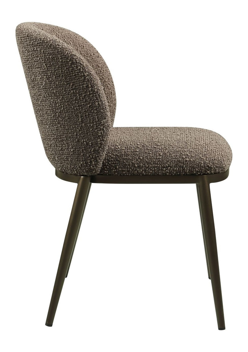 Esszimmerstuhl Gandy brown chunky mit gepolstertem Sitz & Metallbeinen