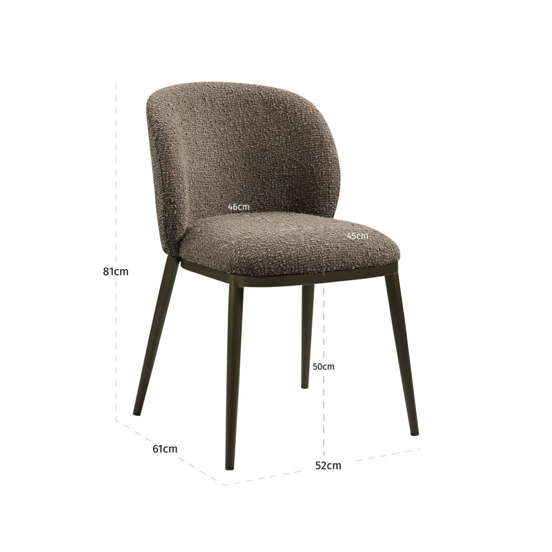 Esszimmerstuhl Gandy brown chunky mit gepolstertem Sitz & Metallbeinen