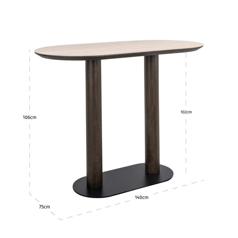 Bartisch Ritz von Richmond – Travertin-Optik in Braun, 140 cm breit