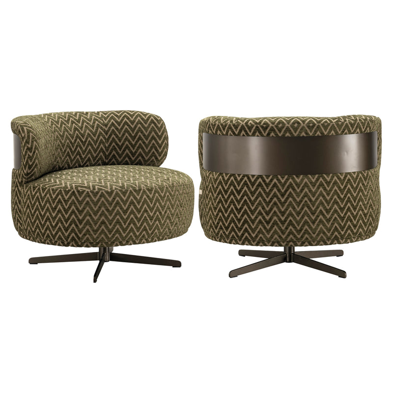 Lounge Stuhl Lauren moss chevron mit Drehfuß und Chevronmuster