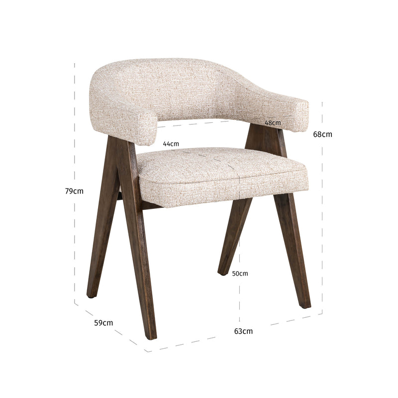 Esszimmerstuhl Mori Cream Tweed – Richmond mit Massivholzgestell