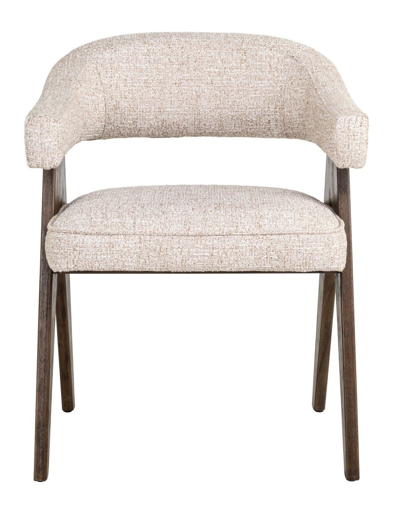 Esszimmerstuhl Mori Cream Tweed – Richmond mit Massivholzgestell