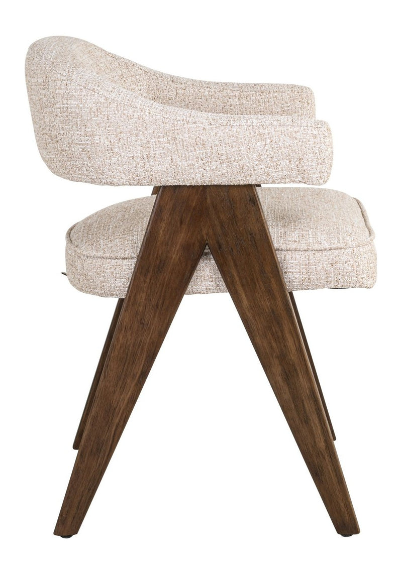 Esszimmerstuhl Mori Cream Tweed – Richmond mit Massivholzgestell