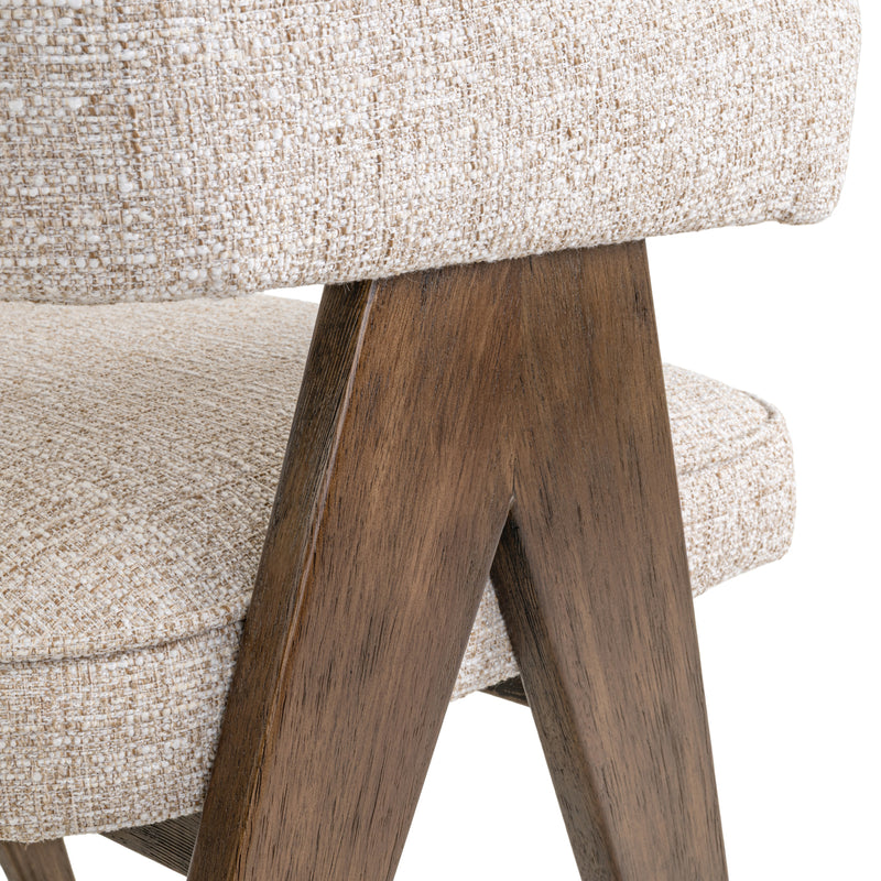 Esszimmerstuhl Mori Cream Tweed – Richmond mit Massivholzgestell