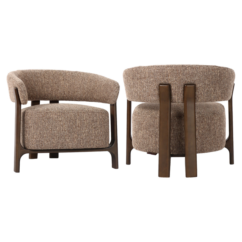 Richmond Lounge Stuhl Dalara Brown Tweed mit Buchenholz-Gestell