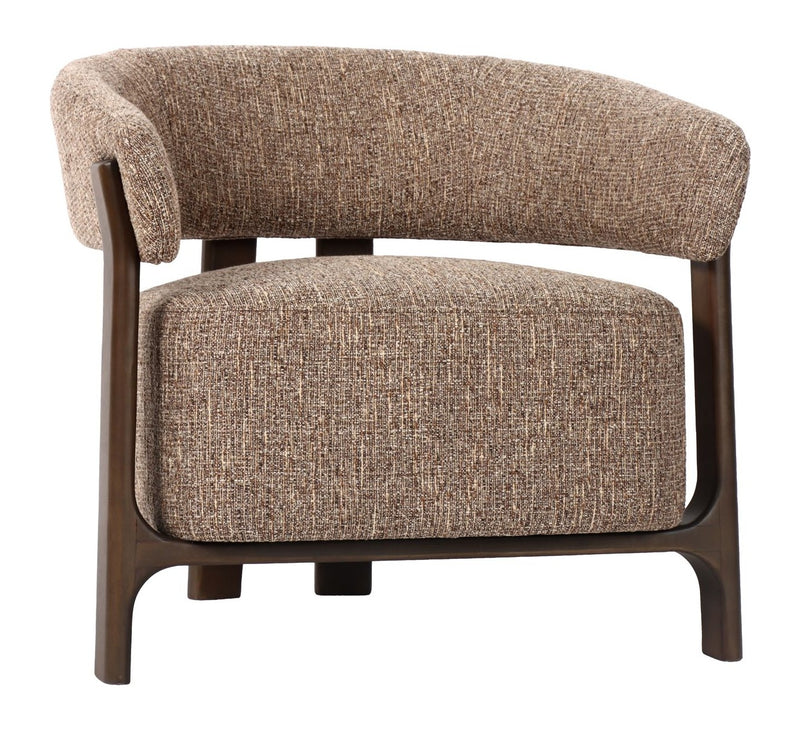 Richmond Lounge Stuhl Dalara Brown Tweed mit Buchenholz-Gestell