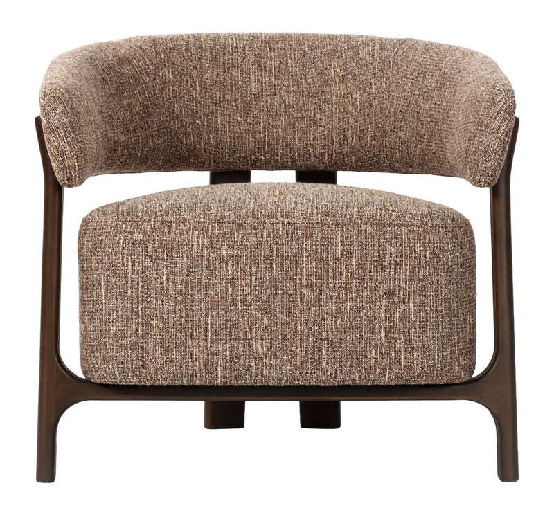 Richmond Lounge Stuhl Dalara Brown Tweed mit Buchenholz-Gestell