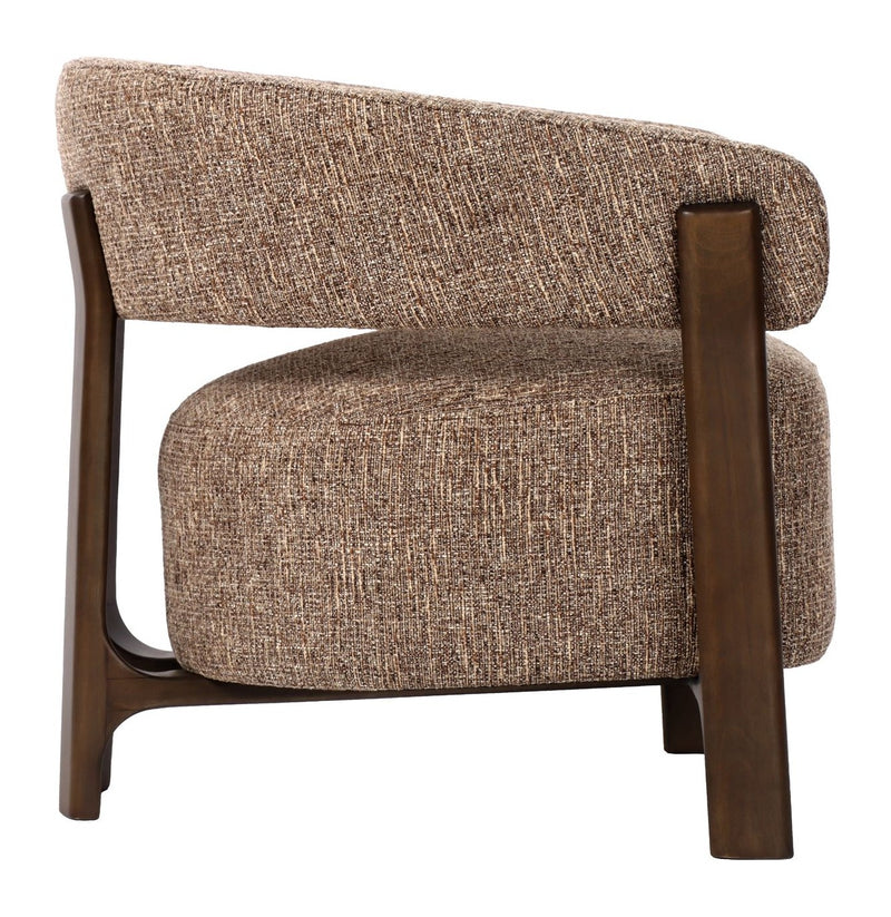 Richmond Lounge Stuhl Dalara Brown Tweed mit Buchenholz-Gestell