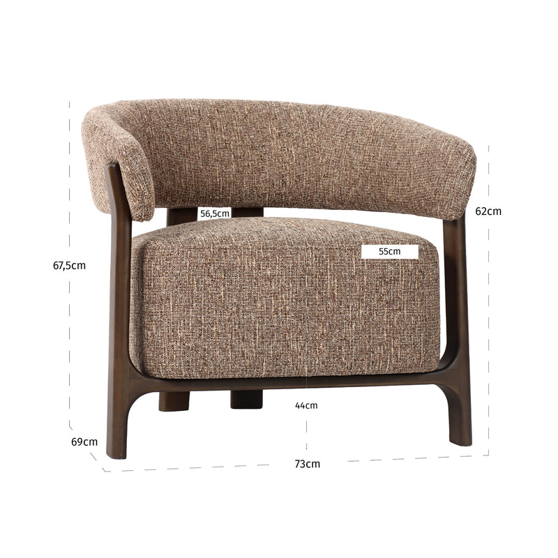 Richmond Lounge Stuhl Dalara Brown Tweed mit Buchenholz-Gestell