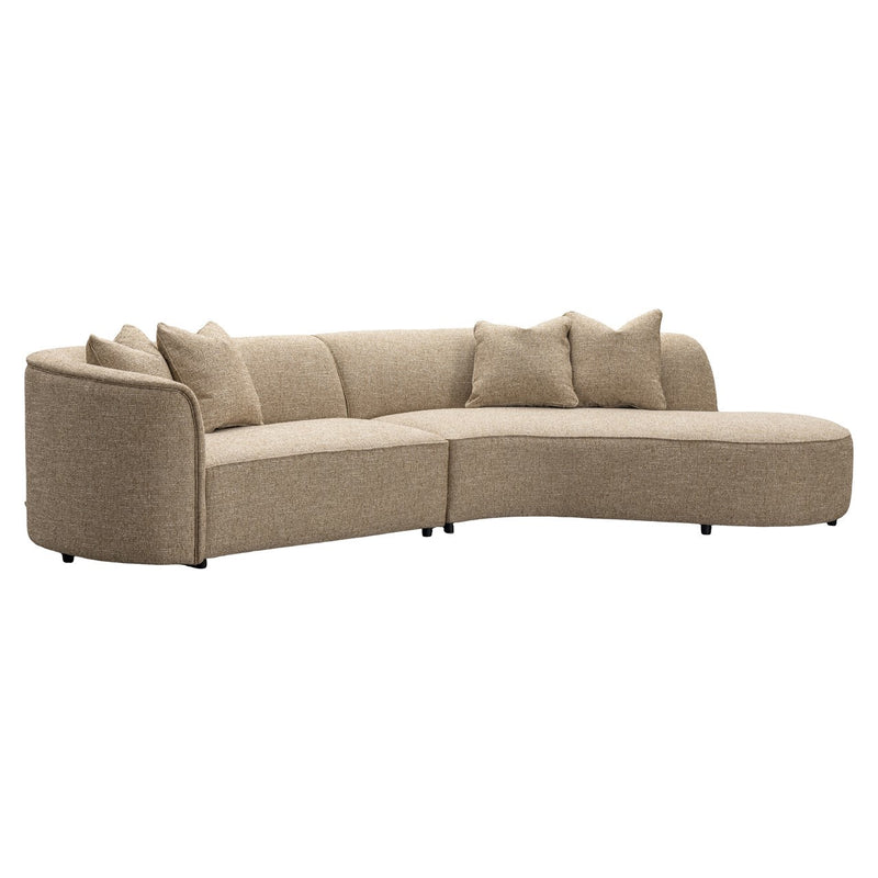 Sofa Romero Sand Tweed mit Ottomane rechts, schwer entflammbar