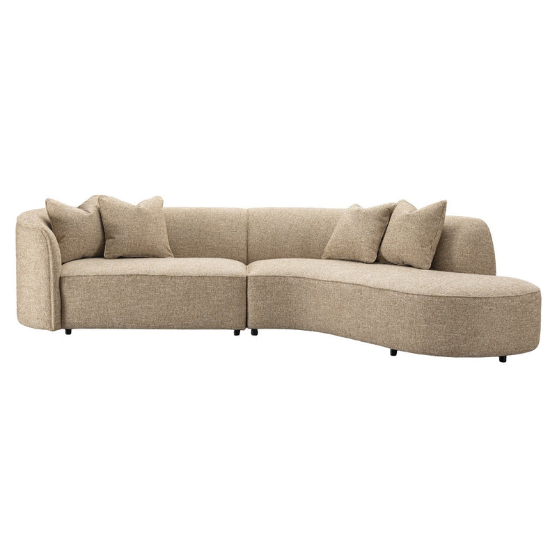 Sofa Romero Sand Tweed mit Ottomane rechts, schwer entflammbar