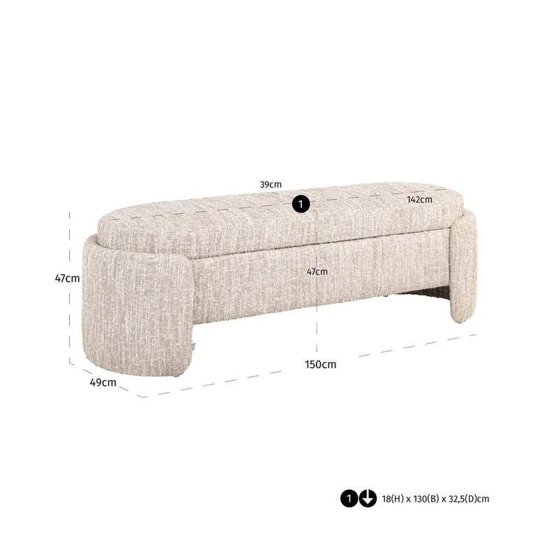 Sitzbank Cupid mit Stauraum in beige angora von Richmond