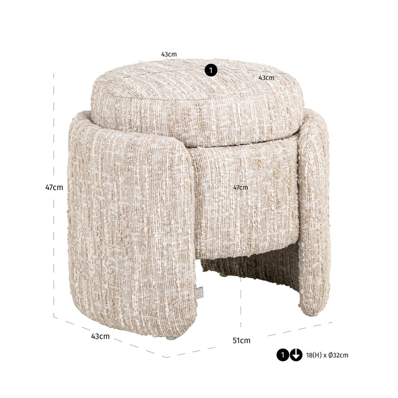 Hocker & Fußbank Cupid mit Stauraum, beige angora, Richmond