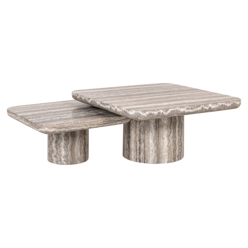 Couchtisch Dulce Denizly 2er-Set grau – Marmor-Optik, Richmond