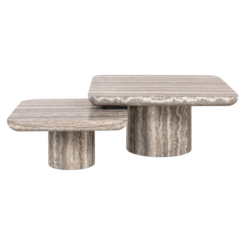 Couchtisch Dulce Denizly 2er-Set grau – Marmor-Optik, Richmond