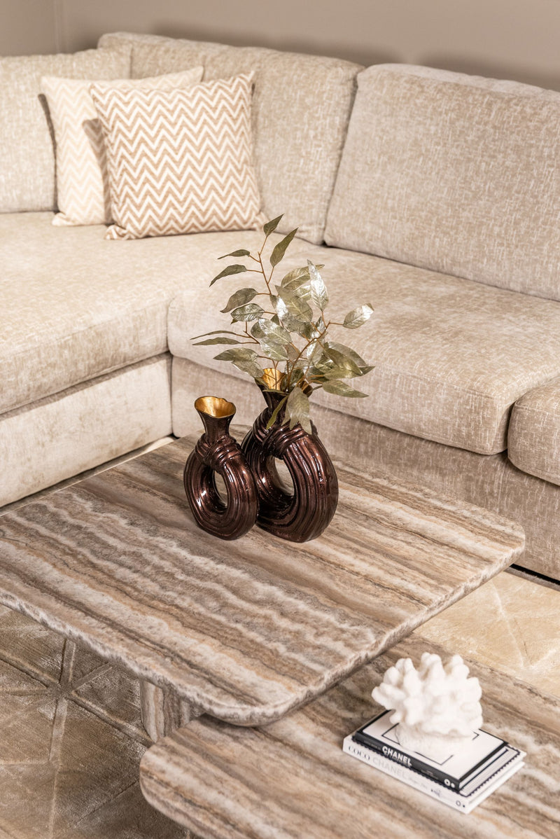 Couchtisch Dulce Denizly 2er-Set grau – Marmor-Optik, Richmond