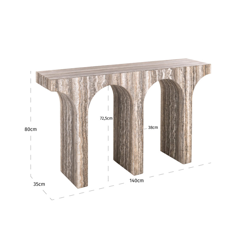 Richmond Konsole Dulce Grey – Marmoroptik, Säulengestell, 140 cm
