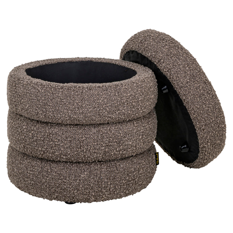 Hocker Adele brown chunky – Fußbank mit strukturiertem Bezug