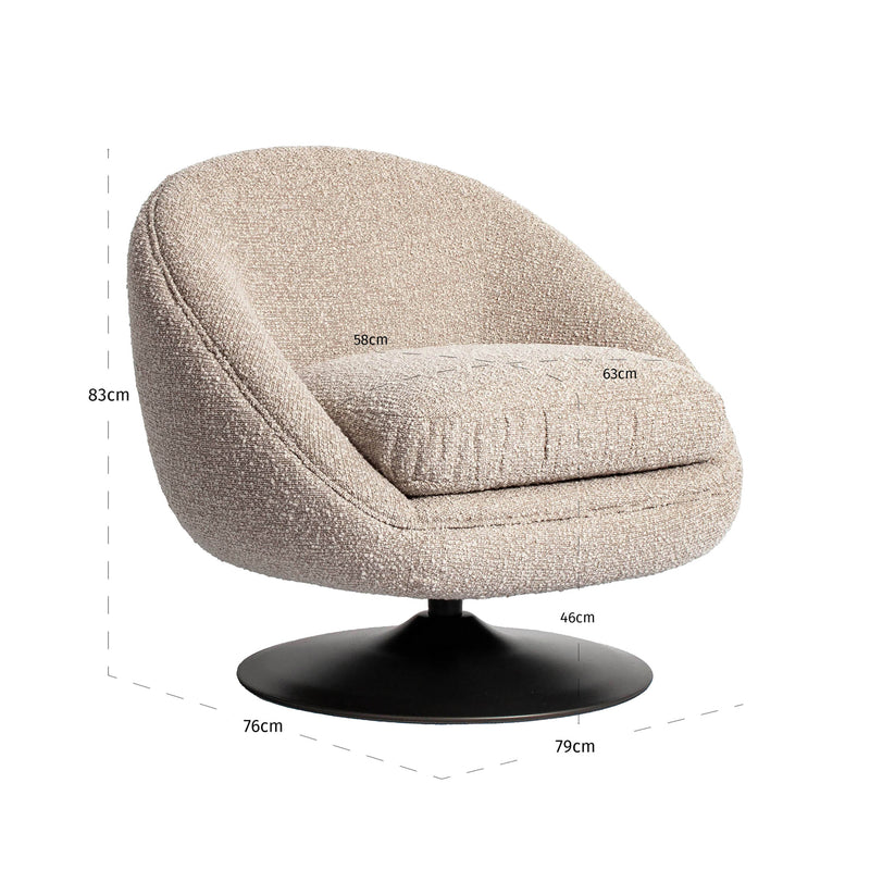 Lounge Sessel Nodo natural chunky, drehbar, Richmond Design