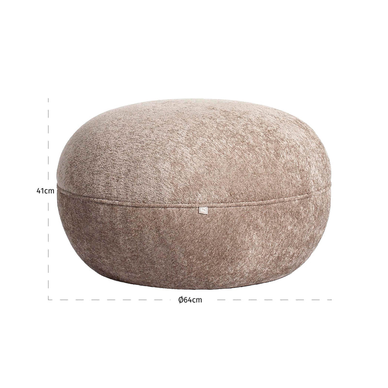 Hocker & Fußbank Jace Sand – Pouf mit Kiefernrahmen, 64x64 cm