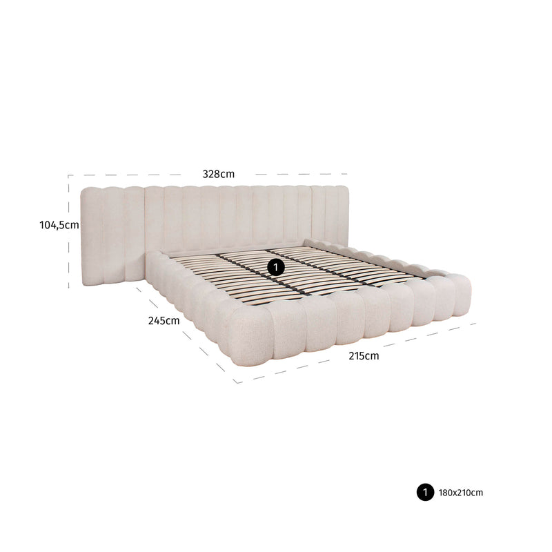 Polsterbett Cupidon 180x210 cm mit Bettkasten, Cream – Richmond