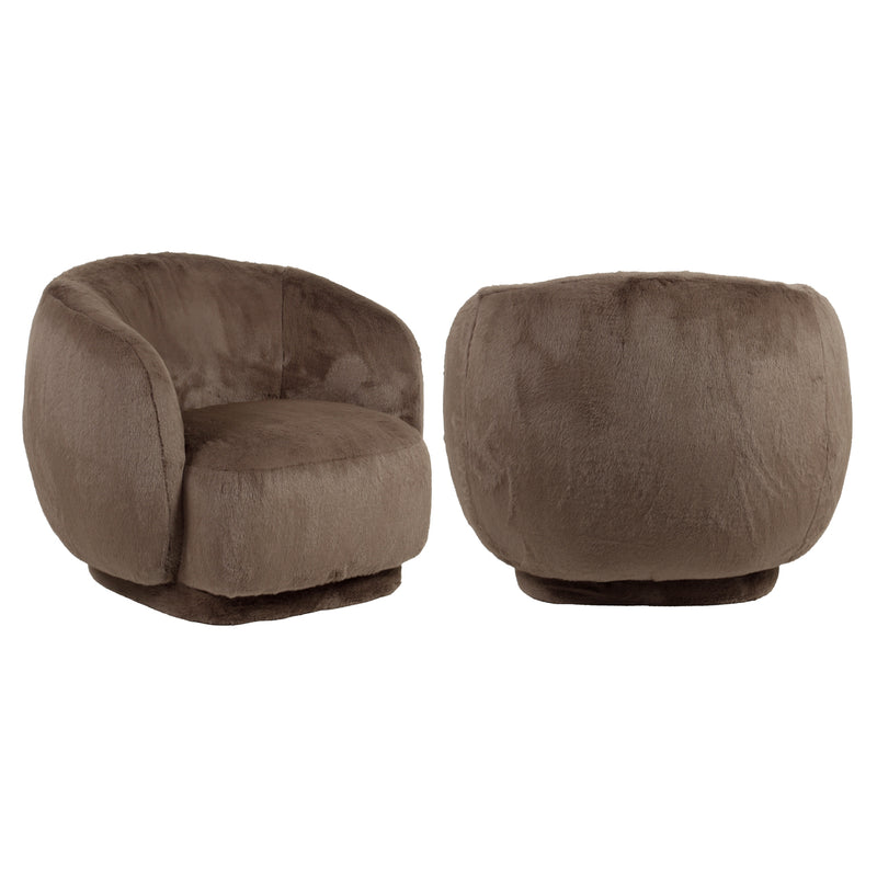 Lounge Stuhl Negreslo Fluffy Braun – drehbarer Sessel mit Plüschbezug