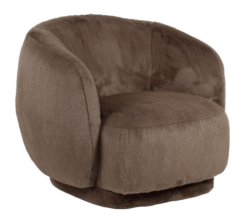 Lounge Stuhl Negreslo Fluffy Braun – drehbarer Sessel mit Plüschbezug