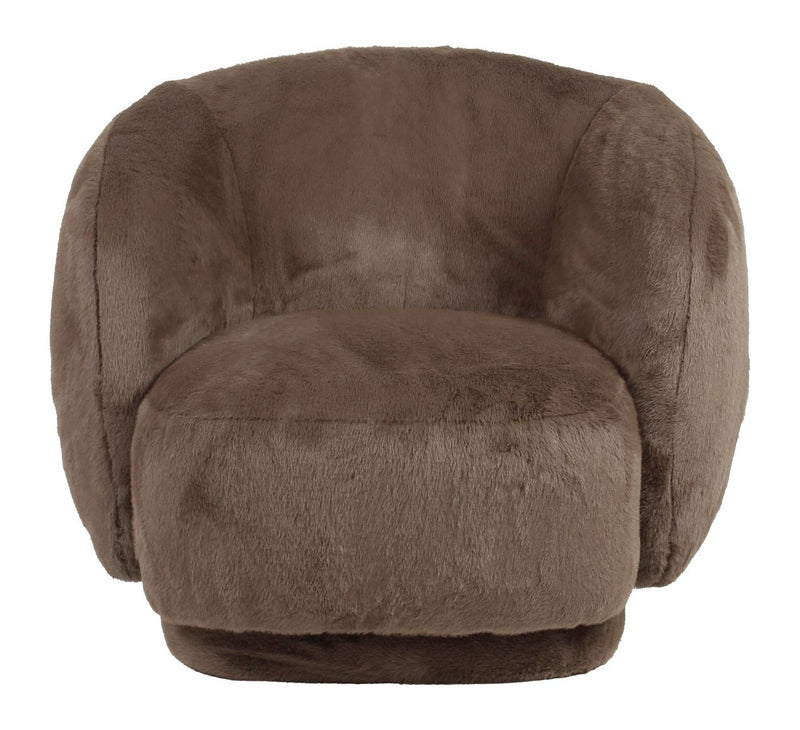 Lounge Stuhl Negreslo Fluffy Braun – drehbarer Sessel mit Plüschbezug