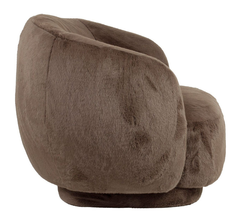 Lounge Stuhl Negreslo Fluffy Braun – drehbarer Sessel mit Plüschbezug