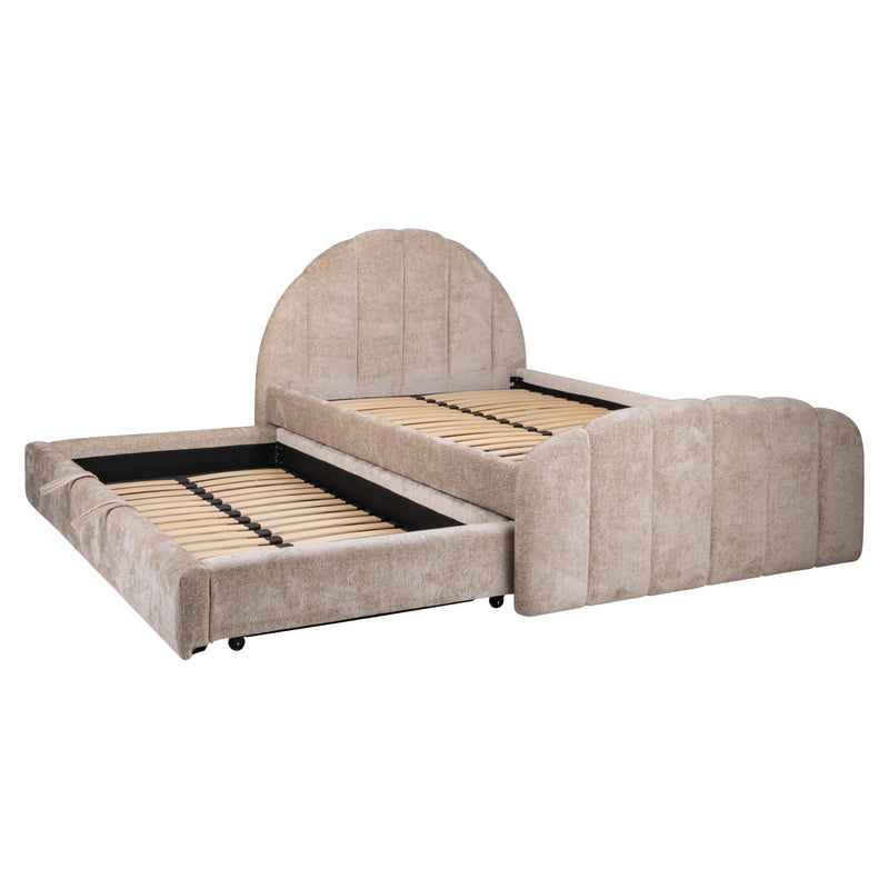 Bett Pixie mit Ausziehbett 120x200 cm, Clay Chenille, Richmond