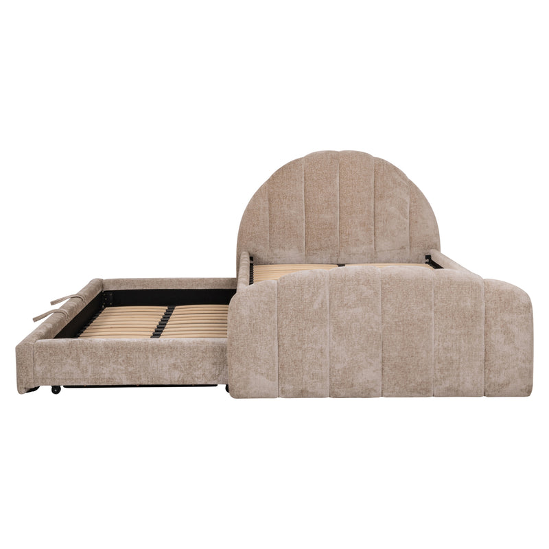 Bett Pixie mit Ausziehbett 120x200 cm, Clay Chenille, Richmond