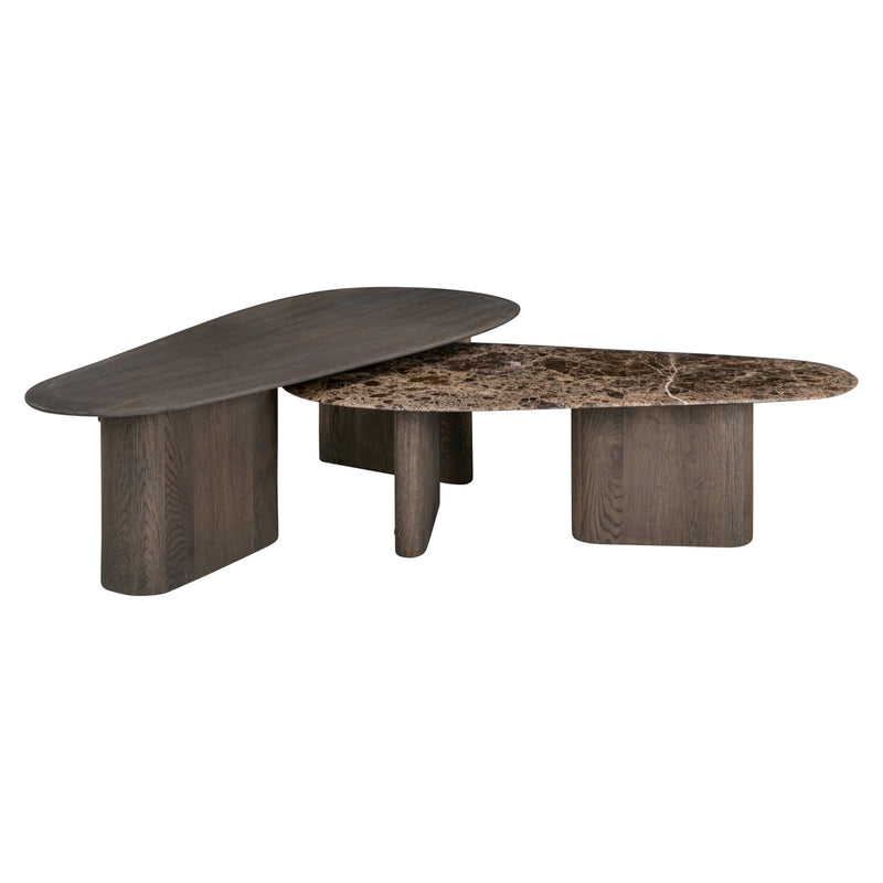 Couchtisch Castello 2er-Set, Eiche & Marmor Emperador, Charcoal