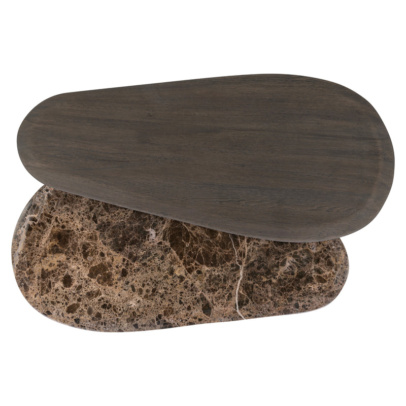Couchtisch Castello 2er-Set, Eiche & Marmor Emperador, Charcoal