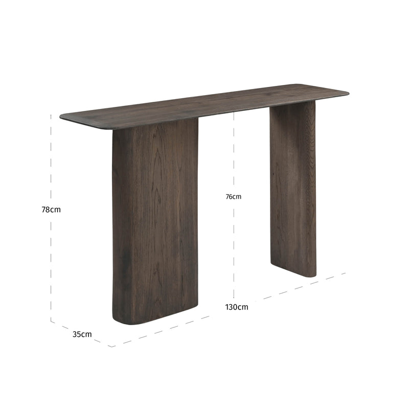 Konsole Castello Smoked Charcoal aus massiver Eiche, 130 cm