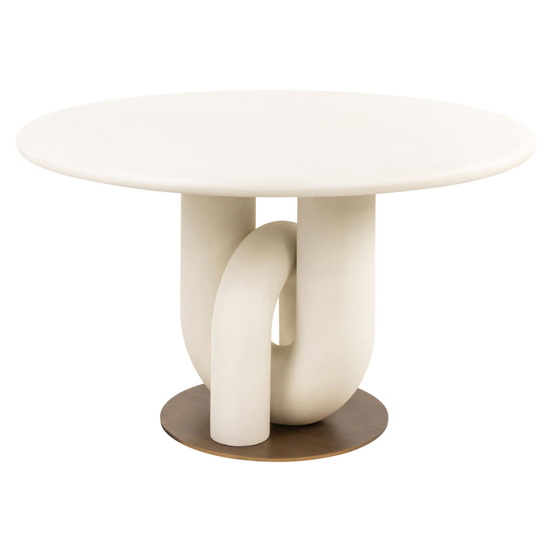 Esstisch Winslow Ø135 cm White – Runde Tischplatte, Metallgestell
