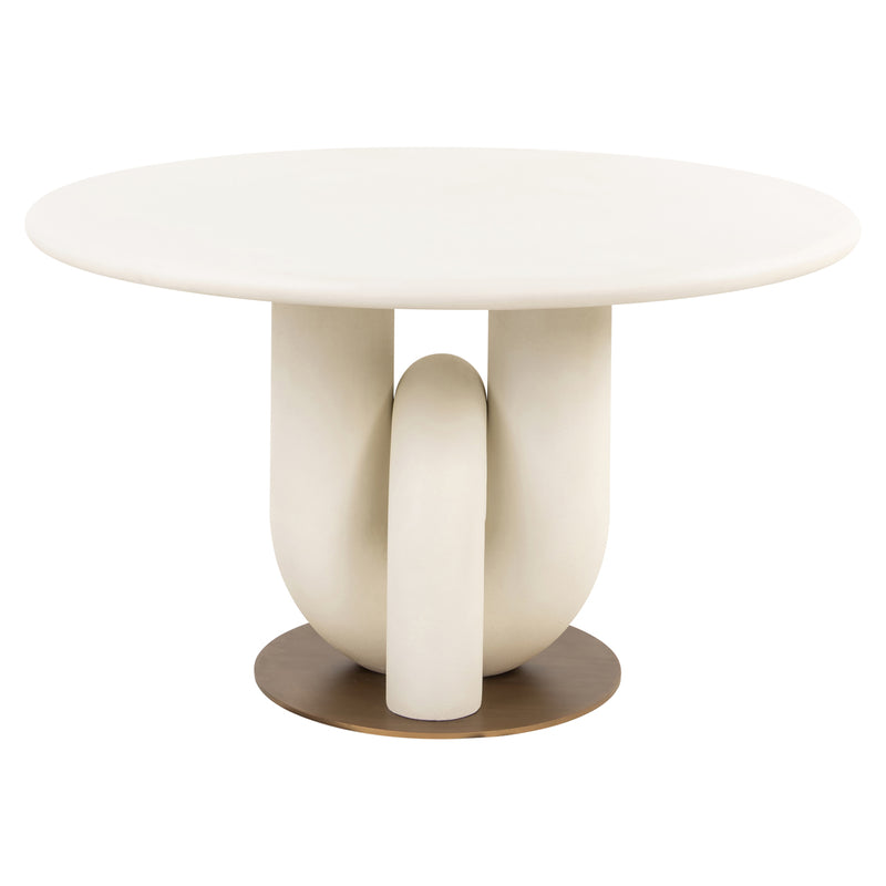 Esstisch Winslow Ø135 cm White – Runde Tischplatte, Metallgestell