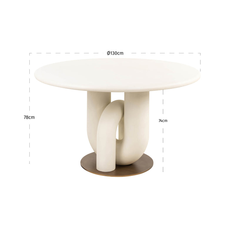 Esstisch Winslow Ø135 cm White – Runde Tischplatte, Metallgestell