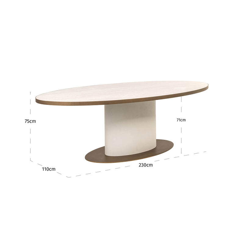 Esstisch Tivoli oval 230 cm – weiße Keramikplatte, elegantes Design
