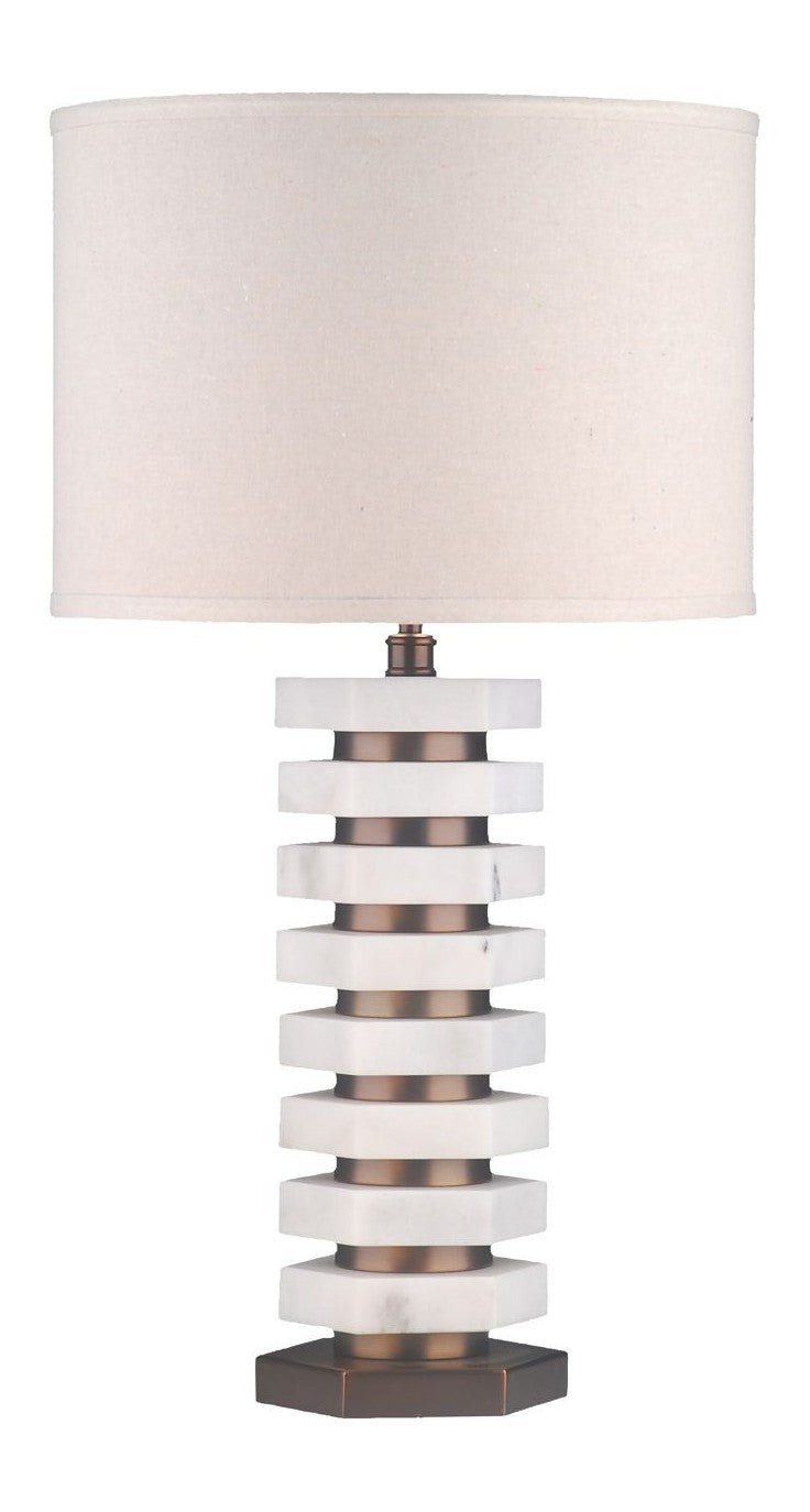 Tischlampe Haspen natural – Marmor & Eisen mit E27-Fassung