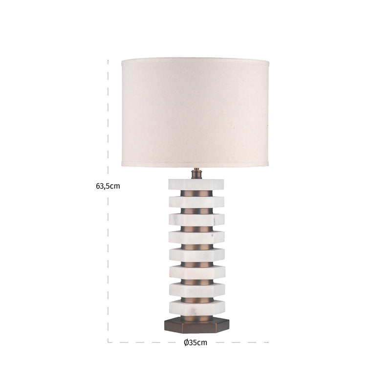 Tischlampe Haspen natural – Marmor & Eisen mit E27-Fassung