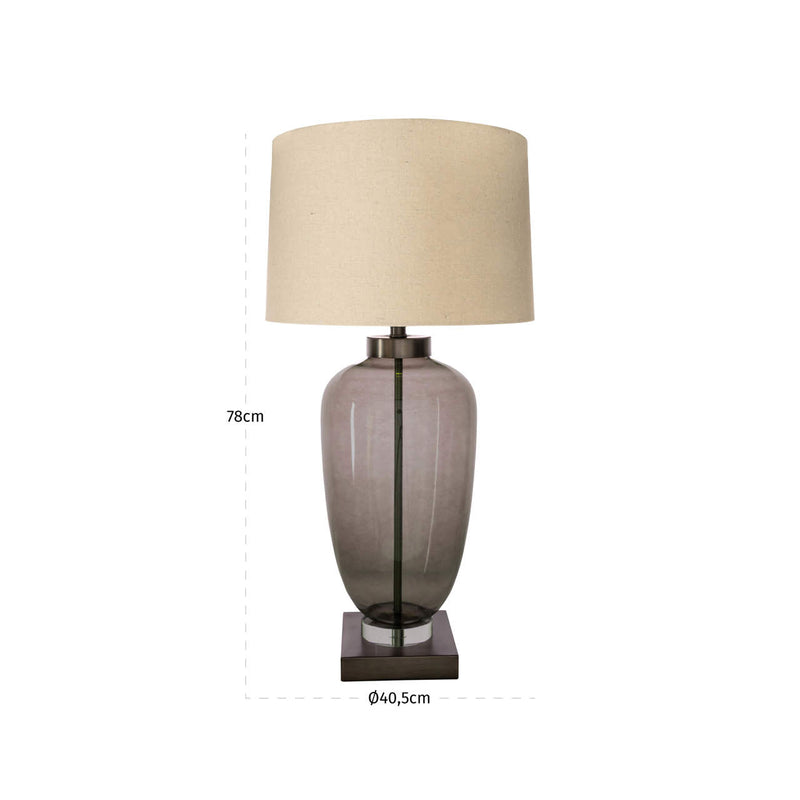 Richmond Tischlampe Monsoe Smoke mit Leinenschirm, Glas & Eisen
