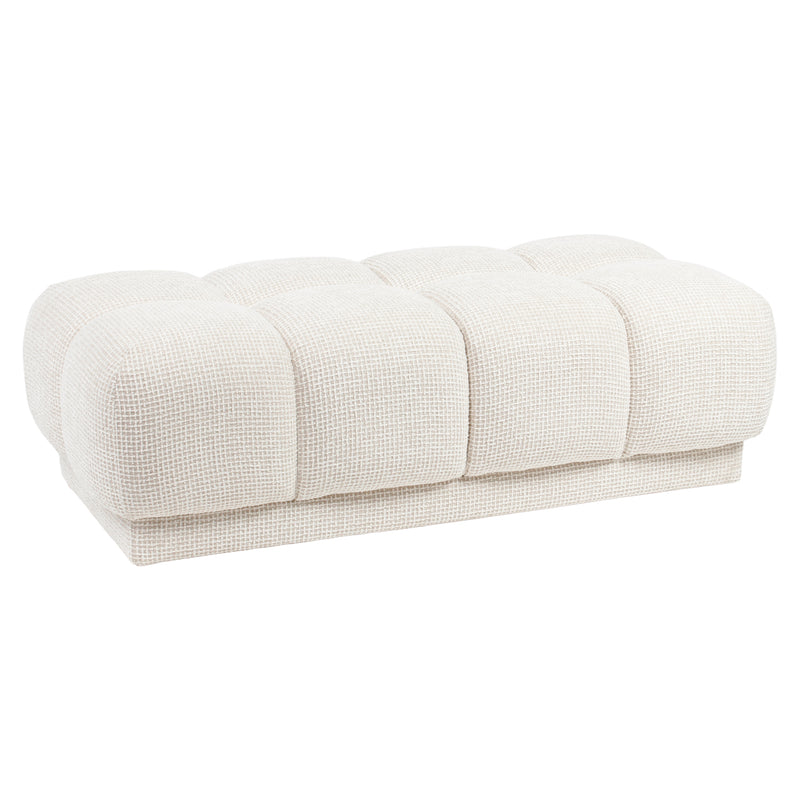 Hocker & Fußbank Noah beige Blockweave – großzügiger XL-Pouf