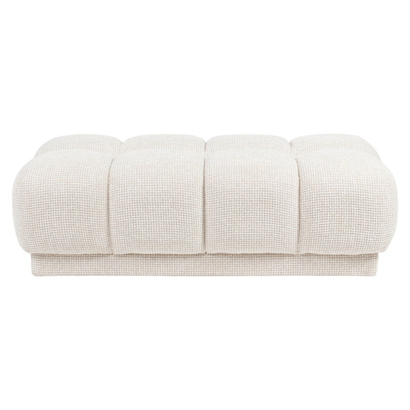 Hocker & Fußbank Noah beige Blockweave – großzügiger XL-Pouf