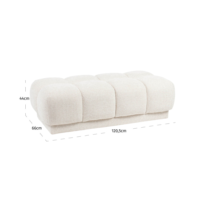 Hocker & Fußbank Noah beige Blockweave – großzügiger XL-Pouf