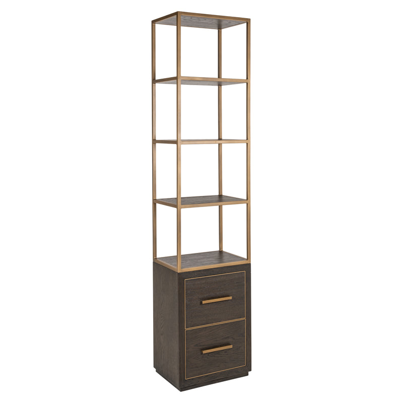 Vitrine Carter Small Braun – schmale Standvitrine aus Eiche