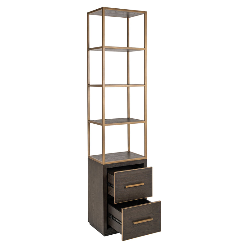 Vitrine Carter Small Braun – schmale Standvitrine aus Eiche