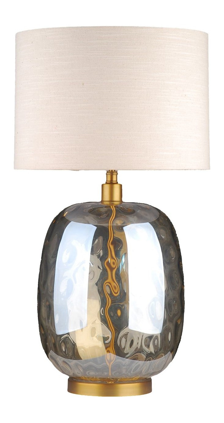 Tischlampe Ember amber – Richmond mit Leinenschirm und E27-Fassung