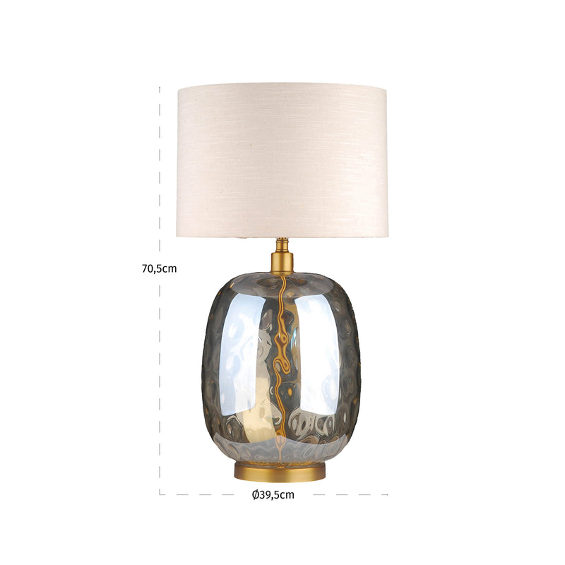 Tischlampe Ember amber – Richmond mit Leinenschirm und E27-Fassung