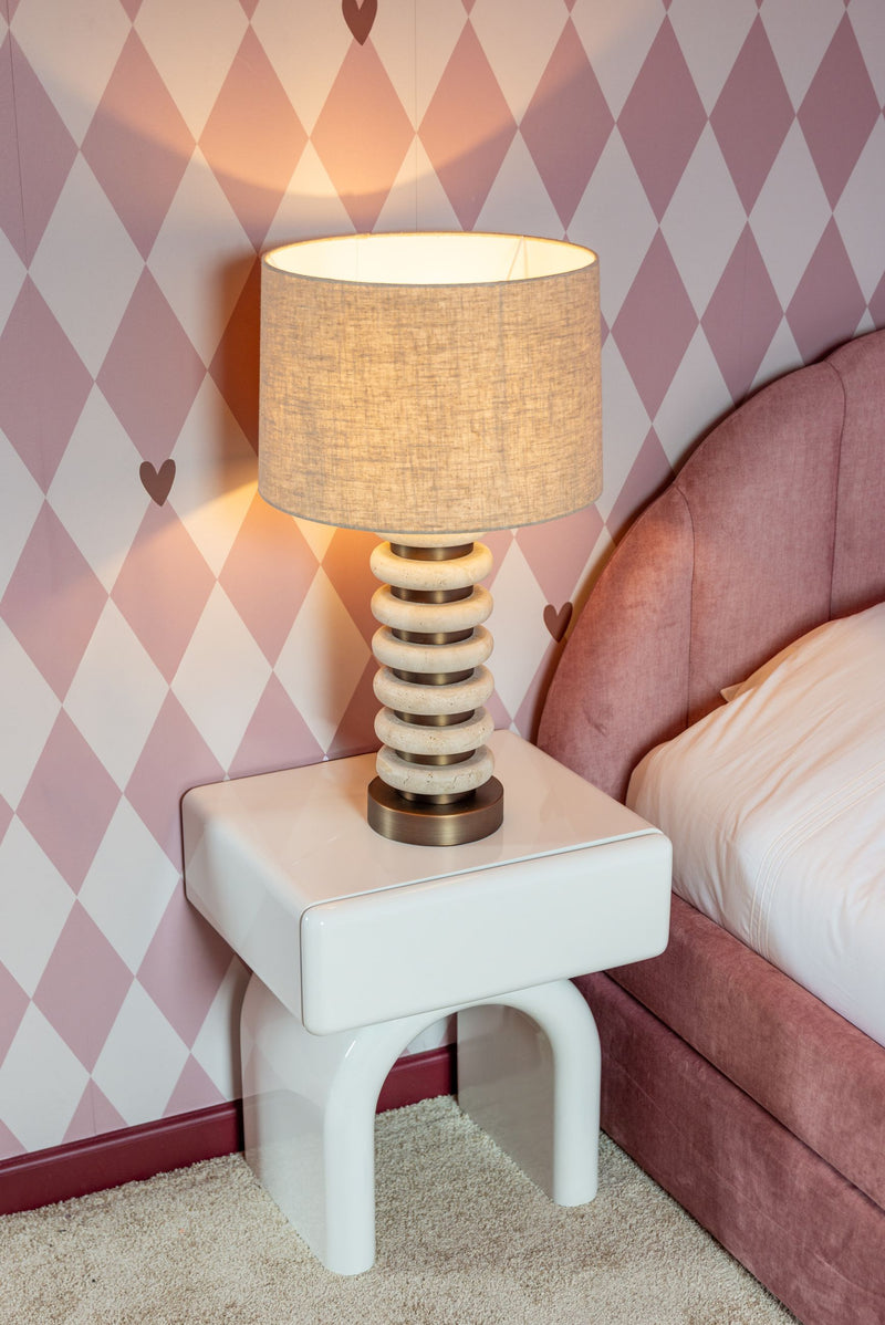 Tischlampe Blair Natural Richmond – Travertin & Eisen, E27